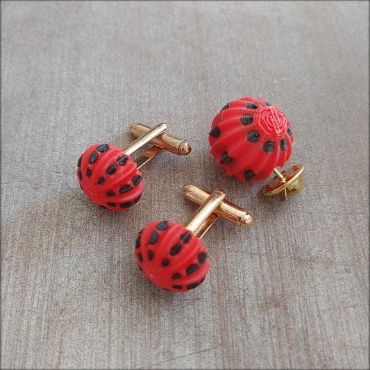 JUEGO PIN Y GEMELOS DE FAROLILLO