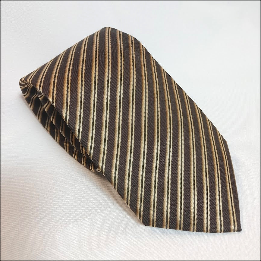 CORBATA RAYAS MARRÓN Y BEIGE
